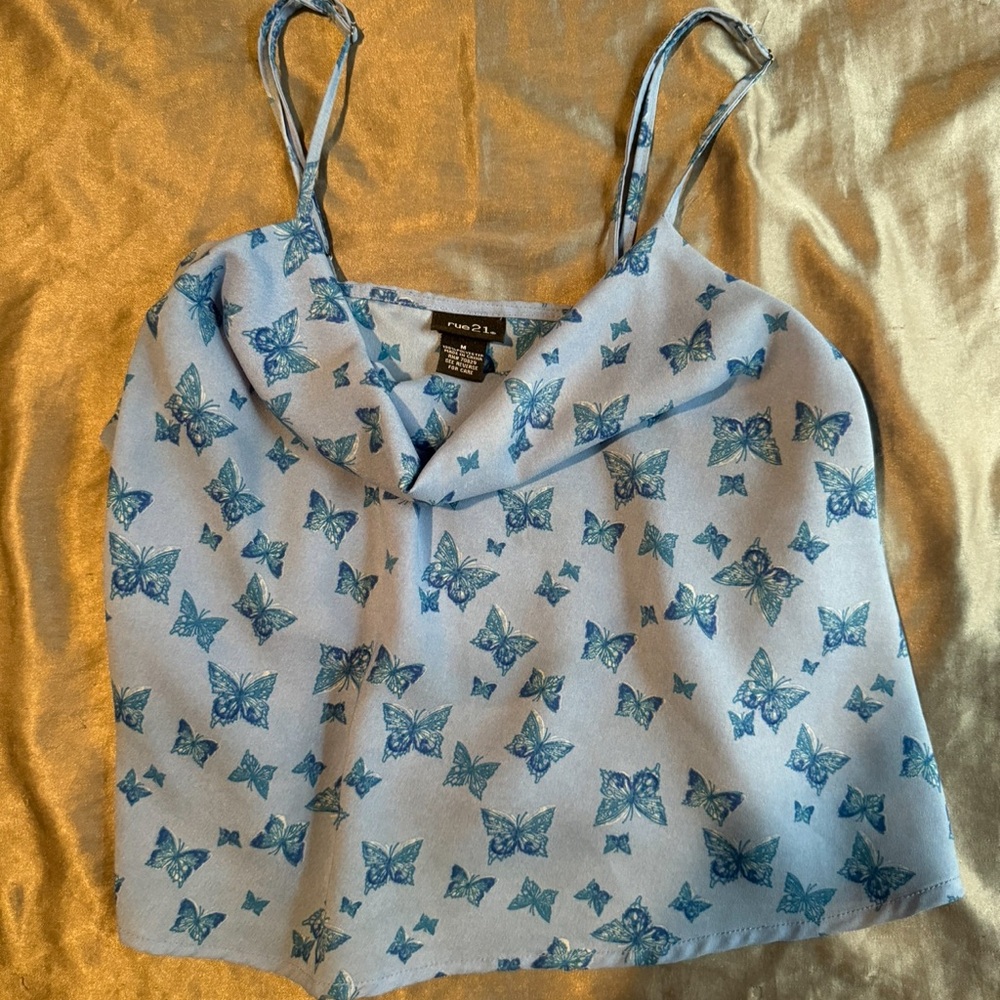 Blue Butterfly Print Cami Top
